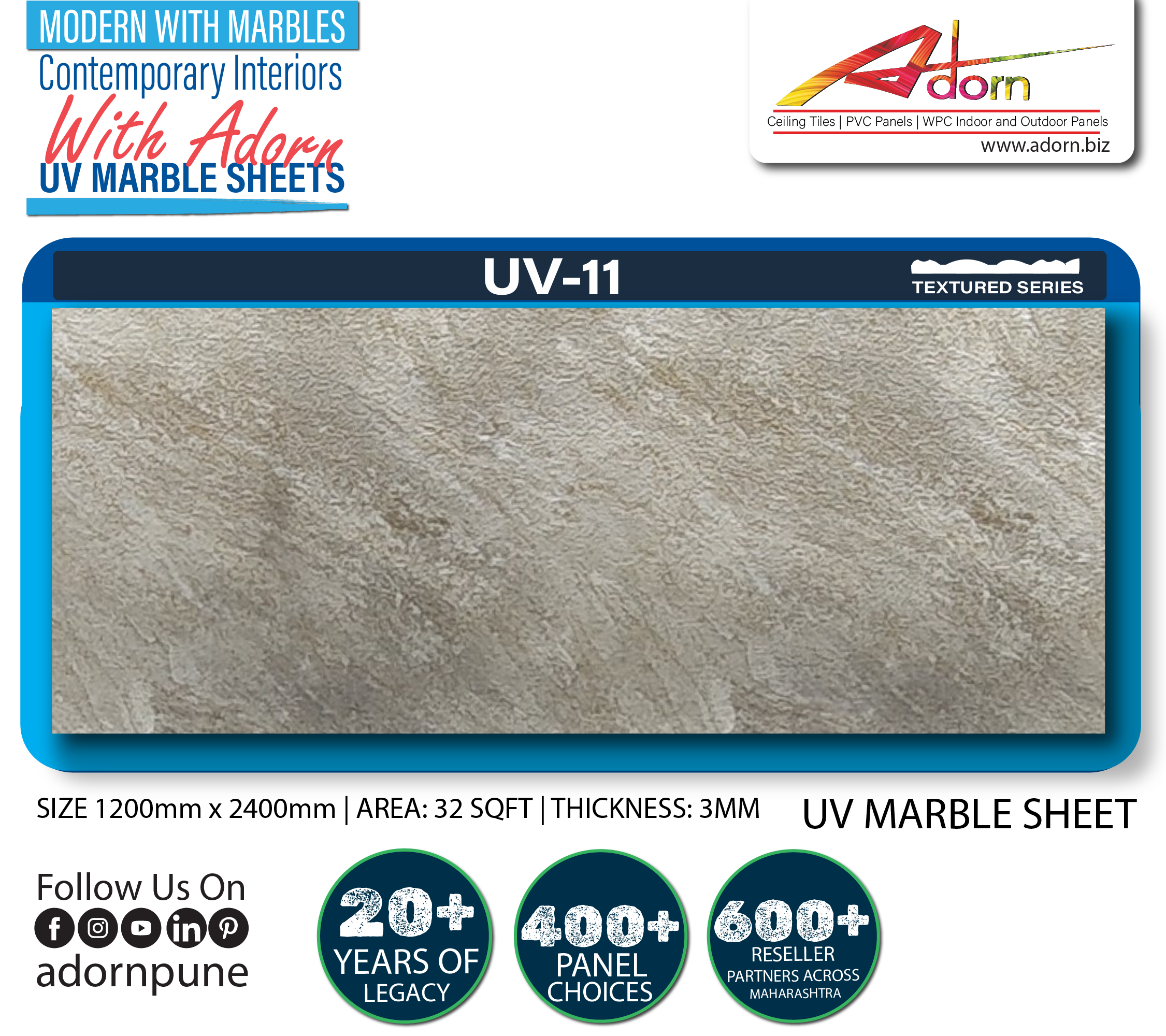 UV sheets design near me, UV Sheets Design, UV Sheet Wall Designs for Living Room, UV Sheet Wall Design for Bedroom, UV Sheet Marble Design, UV Sheet Louvers Design, UV sheet price per square foot, Best UV design for, Adorn-Marble Sheet-UV14, Adorn-Marble Sheet-UV11