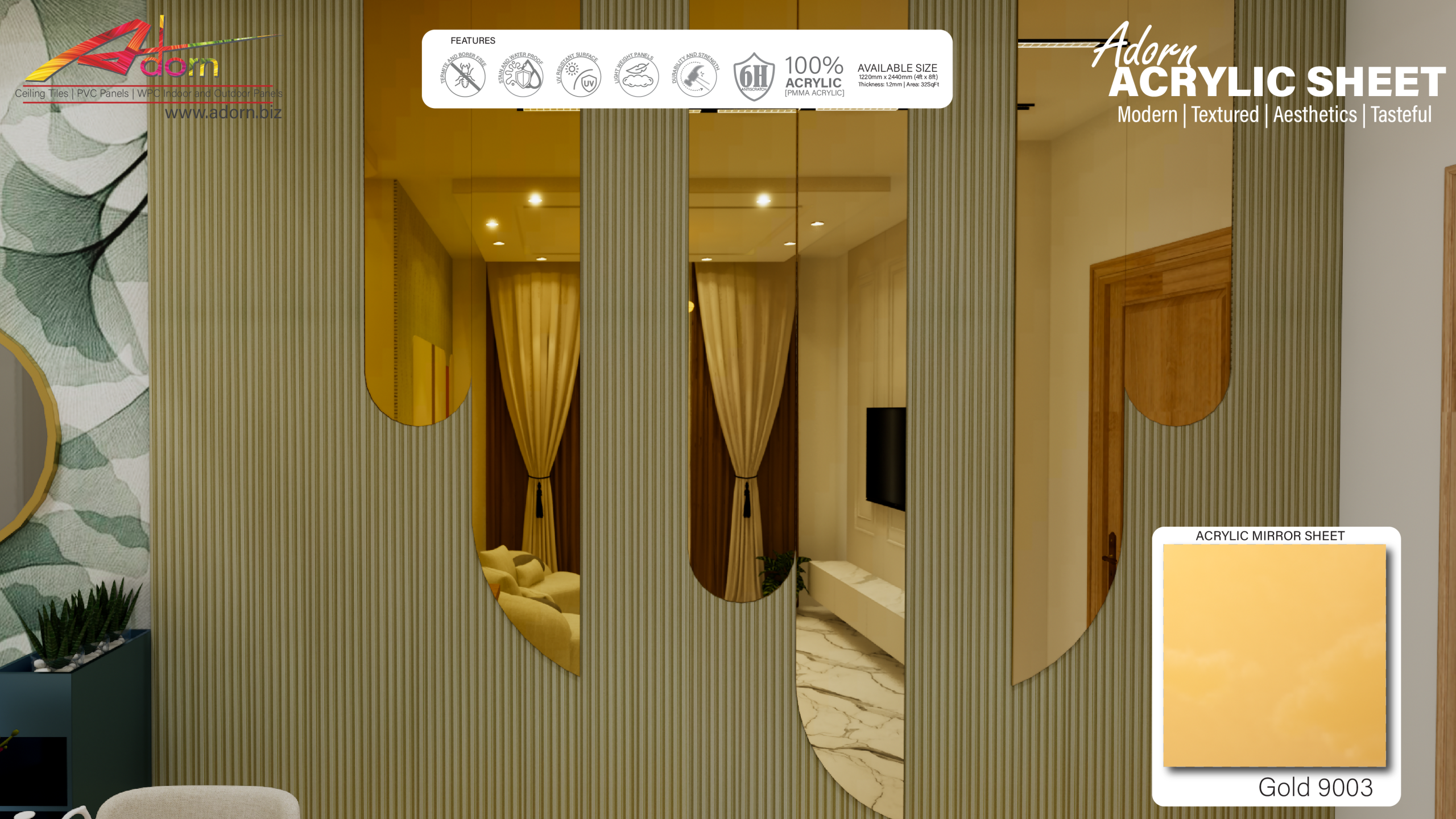 Adorn - Acrylic Laminate Sheet - Adorn Pune - Acrylic Mirror Sheet - Adorn -Acryic Transparent Fluted Sheet