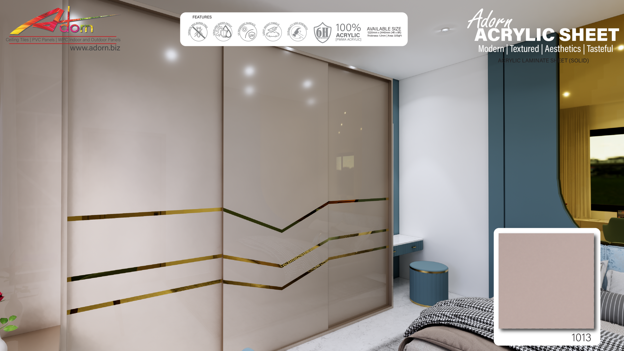 Bedrooom Closet Acrylic-1013 A Adorn Acrylic Sheet, Adorn Pune, acrylic pvc panel
