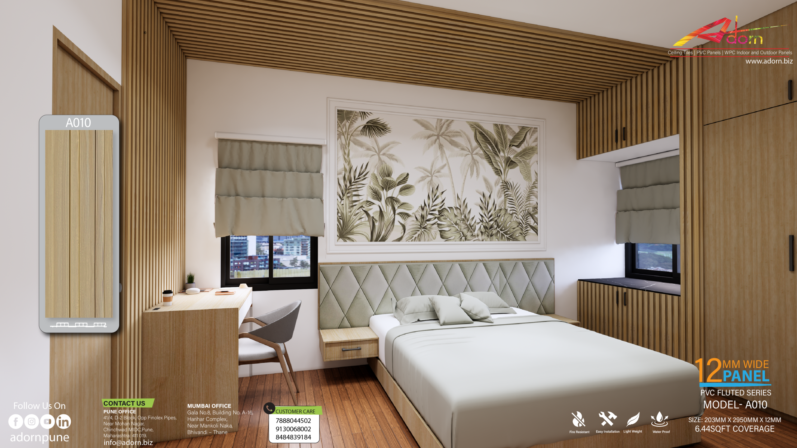 Using Adorn WPC Panel A010 for a studio apartment. www.adorn.biz