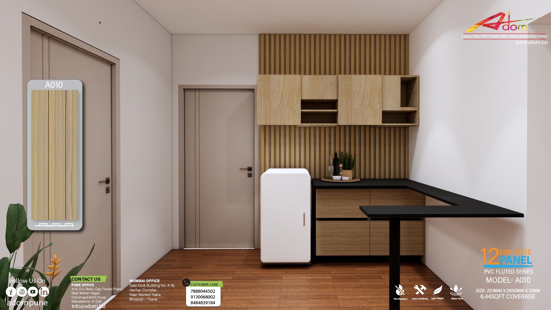 Using Adorn WPC Panel A010 for a studio apartment. www.adorn.biz