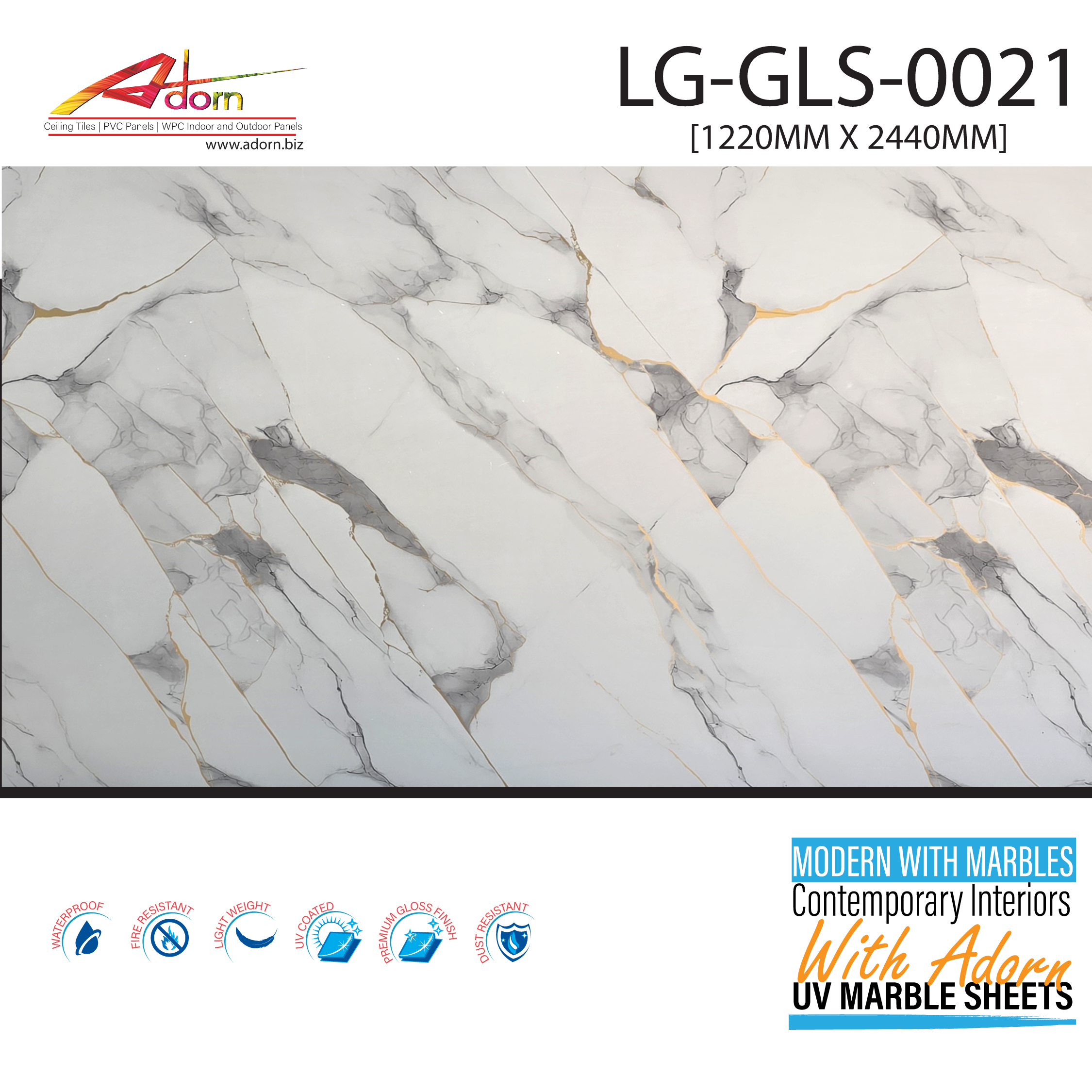 UV Marble Sheet Maharashtra, UV Marble Sheets Pune, UV Marble Sheets Mumbai, Wholesale UV Marble Sheets, UV Marble Sheet Dealers Maharashtra, 4x8 UV Marble Sheet, Smooth Texture UV Marble Sheet, Interior Wall Cladding Panels, Marble Finish Wall Panels, Bulk UV Marble Sheets, Adorn UV Marble Sheets, Premium Wall Decor Panels.